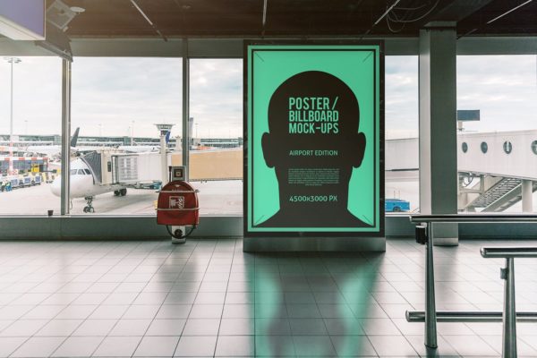 机场顾客通道海报/广告牌样机大洋岛精选模板#3 Poster / Billboard Mock-ups – Airport Edition #3