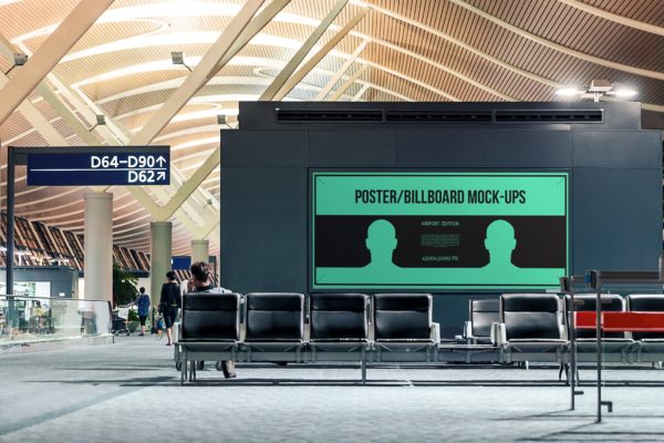 机场候机室海报/广告牌样机大洋岛精选模板#4 Poster / Billboard Mock-ups – Airport Edition #4