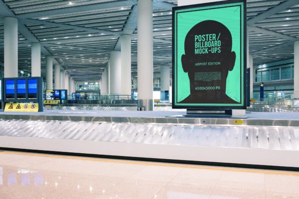机场候机室海报/广告牌样机大洋岛精选模板#8 Poster / Billboard Mock-ups – Airport Edition #8