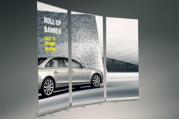 易拉宝X展架海报设计效果图样机大洋岛精选模板 Roll-up Banner Mock-up