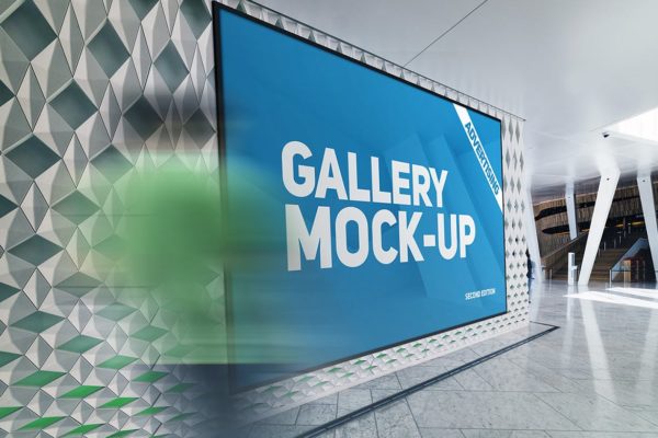 展厅画廊巨幅海报设计图样机大洋岛精选模板v3 Gallery Poster Mockup v.3