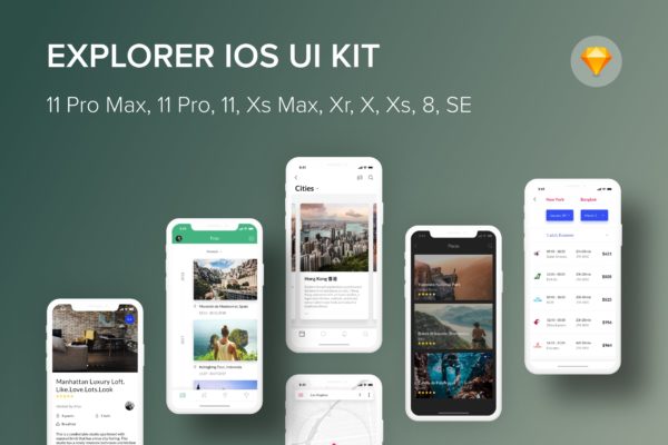 iOS平台旅游主题APP应用UI设计大洋岛精选套件SKETCH模板 Explorer iOS UI Kit (Sketch)缩略图 iOS平台旅游主题APP应用UI设计大洋岛精选套件SKETCH模板 Explorer iOS UI Kit (Sketch)
