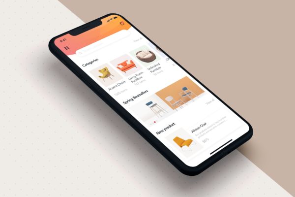 家具商店APP应用UI设计大洋岛精选模板 Furniture Shop UI template