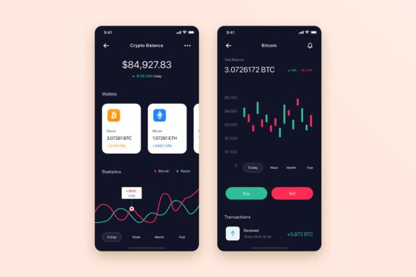 移动支付APP应用交易记录界面设计大洋岛精选模板 Stock Market App UI Kit