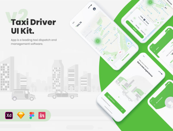 大洋岛下午茶：出租车/网约车APP应用UI设计大洋岛精选套件[XD]