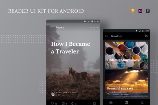 信息流APP应用界面设计大洋岛精选模板 Reader UI Kit for Android