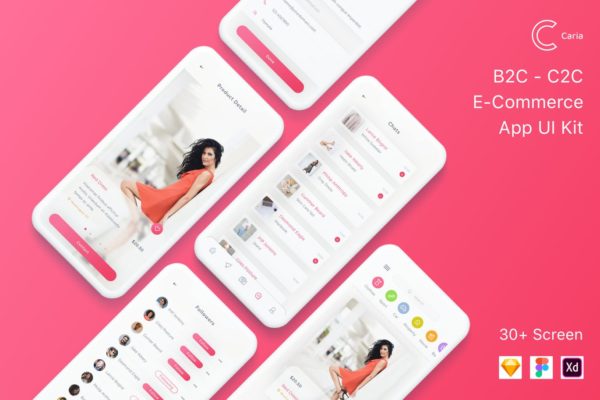 B2C&C2C网上商城APP应用UI设计大洋岛精选套件[FIG, SKETCH, XD] Caria – eCommerce App UI Kit