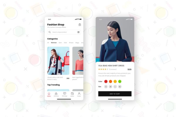 时尚服饰品牌网店APP应用UI设计大洋岛精选套件 Fashion Store Mobile App UI Kit