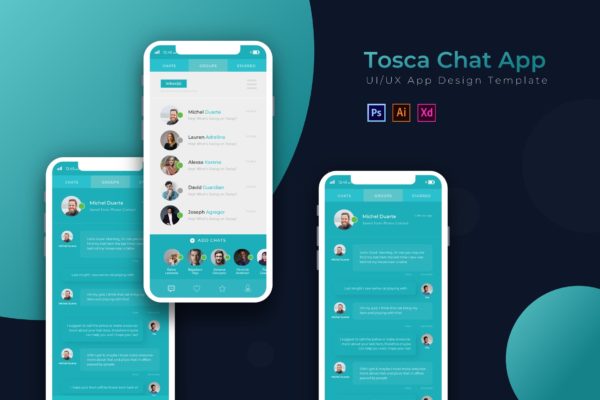 社交即时聊天应用UI界面设计大洋岛精选模板 Chating | App Template