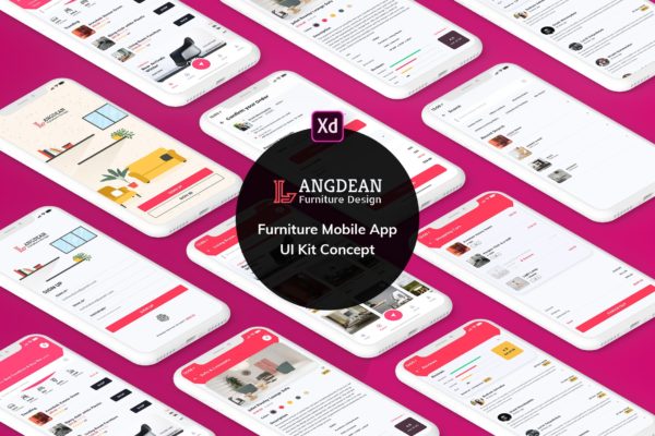 家具商城APP应用UI设计大洋岛精选套件XD模板 Furniture Mobile App UI Kit Light Version (XD)