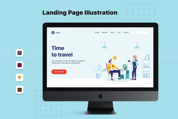 企业旅游计划主题网页Banner&落地页设计大洋岛精选 Colleagues Talking About Travelling Web Banner