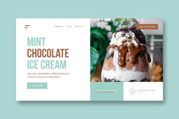 雪糕甜点店网站着陆页设计大洋岛精选模板 Restaurant – Landing Page