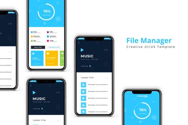 Android手机文件&文件夹管理应用界面设计大洋岛精选模板 File Manaer Template