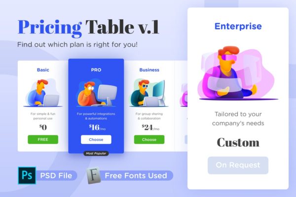 网站服务套餐价格表单设计大洋岛精选模板v1 Pricing Table v.1