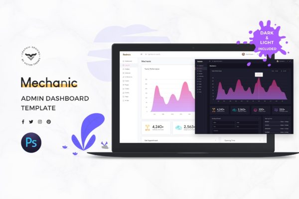 汽车维修网站后台管理UI设计大洋岛精选套件 Mechanic Admin Dashboard UI Kit