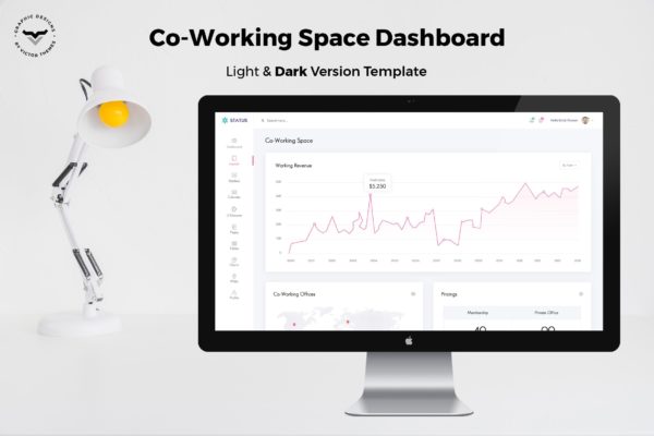 协同工作管理系统后台管理仪表盘UI设计大洋岛精选套件 Co Working Admin Dashboard UI Kit