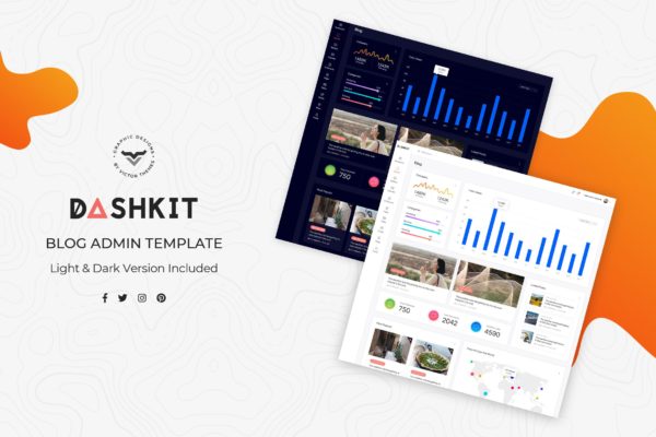 博客CMS系统后台管理界面设计大洋岛精选模板 Blog Admin Dashboard UI Kit