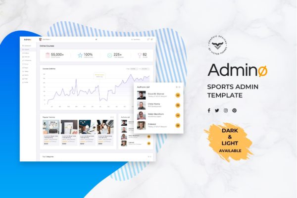 体育运动管理系统后台界面设计大洋岛精选模板 Sports Admin Dashboard UI Kit