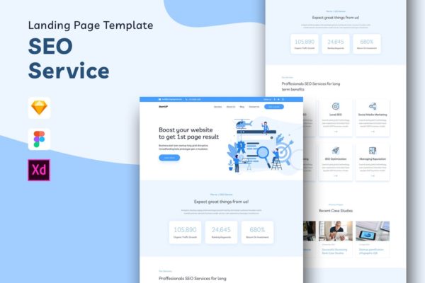 搜索引擎优化SEO服务网站着陆页设计大洋岛精选模板 SEO Service Landing Page