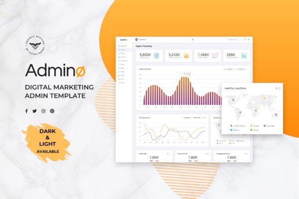 数字营销管理仪表板UI套件 Digital Marketing Admin Dashboard UI Kit缩略图 数字营销管理仪表板UI套件 Digital Marketing Admin Dashboard UI Kit