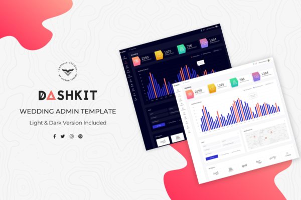 婚纱摄影/婚庆服务公司网站管理后台UI设计大洋岛精选套件 Wedding Admin Dashboard UI Kit