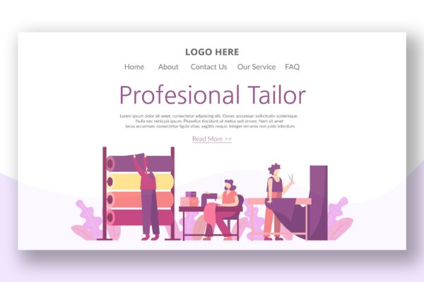 个人精品店矢量插画网站着陆页模板 Personal Boutique – Landing Page