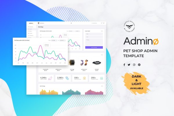 宠物商店网站后台管理界面UI设计大洋岛精选模板 Pet Shop Admin Dashboard UI Kit