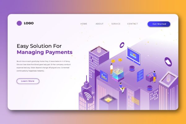 无线支付等距矢量插画网站着陆页模板 Isometric Landing Page