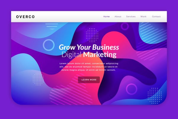 抽象矢量插画网站Banner&着陆页设计大洋岛精选模板 Overco – Hero Banner Landing Page