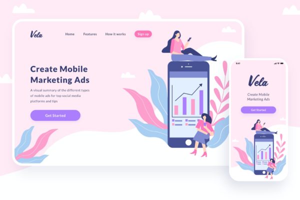 手机营销主题网站设计矢量插画素材 Mobile Marketing Illustration缩略图 手机营销主题网站设计矢量插画素材 Mobile Marketing Illustration