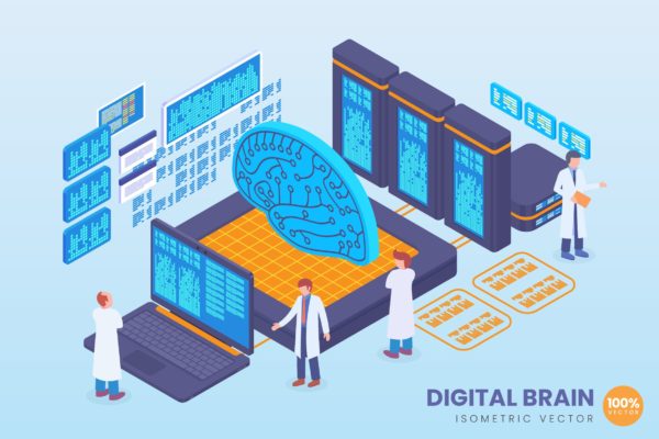 数字大脑AI技术等距矢量大洋岛精选概念插画素材 Isometric Digital Brain Technology Vector Concept缩略图 数字大脑AI技术等距矢量大洋岛精选概念插画素材 Isometric Digital Brain Technology Vector Concept
