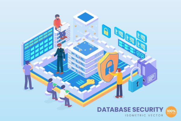 数据库安全等距矢量大洋岛精选概念插画v2 Isometric Database Security Vector Concept缩略图 数据库安全等距矢量大洋岛精选概念插画v2 Isometric Database Security Vector Concept