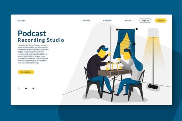 网站设计播客录制大洋岛精选概念插画素材 Podcast Recording – Web Header & Vector GR缩略图 网站设计播客录制大洋岛精选概念插画素材 Podcast Recording – Web Header & Vector GR