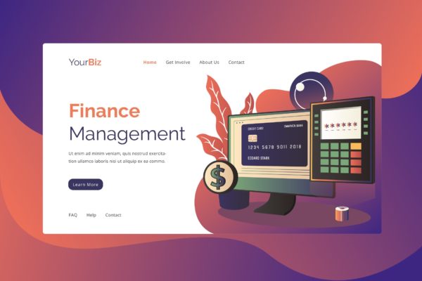 金融管理大洋岛精选概念插画网站着陆页设计模板 Financial Management Landing Page
