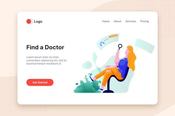 网上找医生服务场景矢量大洋岛精选概念插画 Find a doctor service Illustration concept