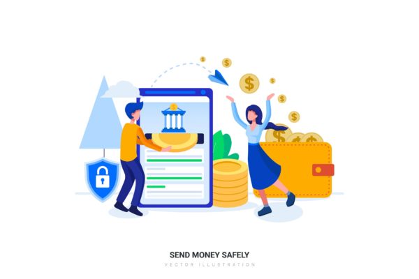 网上支付业务场景扁平化矢量大洋岛精选概念插画素材 Online Payment Flat Illustration concept