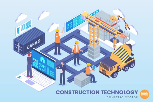 施工技术主题等距概念矢量插画 Isometric Construction Technology Vector Concept缩略图 施工技术主题等距概念矢量插画 Isometric Construction Technology Vector Concept