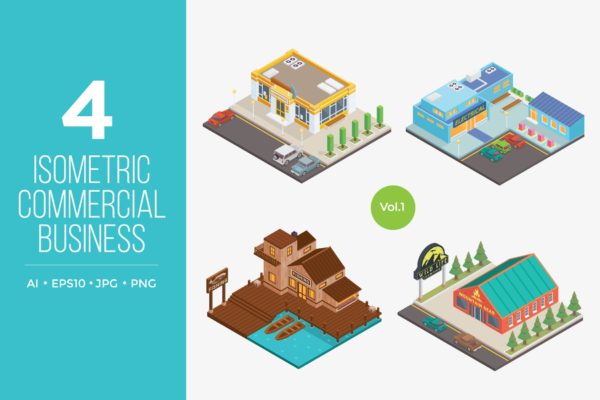 商业建筑等距矢量图形v11 Isometric Commercial Business Vector 1缩略图 商业建筑等距矢量图形v11 Isometric Commercial Business Vector 1
