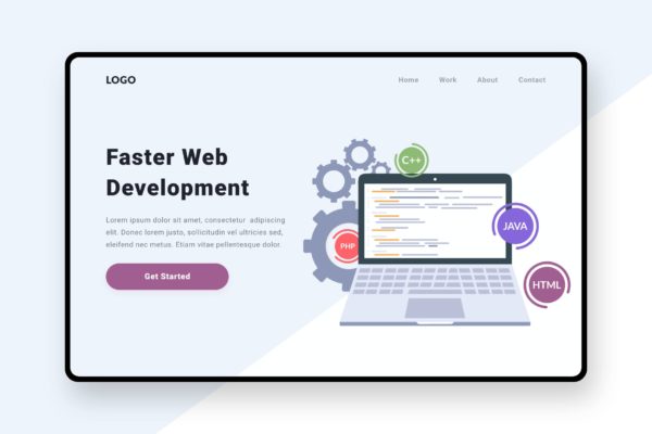 网站开发主题插画网站着陆页设计模板 Web Development Illustration缩略图 网站开发主题插画网站着陆页设计模板 Web Development Illustration