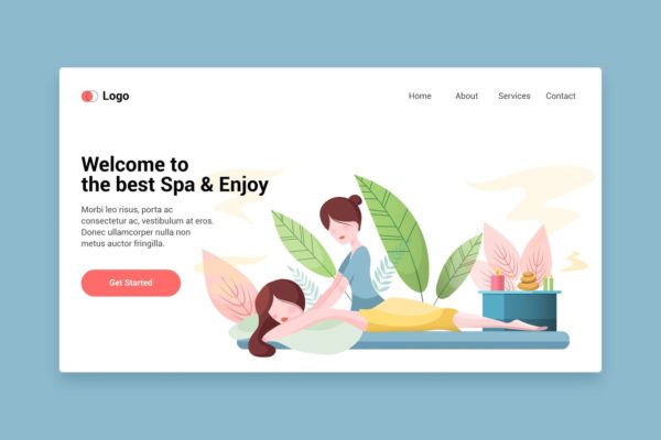 SPA美容主题矢量插画网站着陆页设计模板v11 Beauty spa flat web template for Landing page缩略图 SPA美容主题矢量插画网站着陆页设计模板v11 Beauty spa flat web template for Landing page