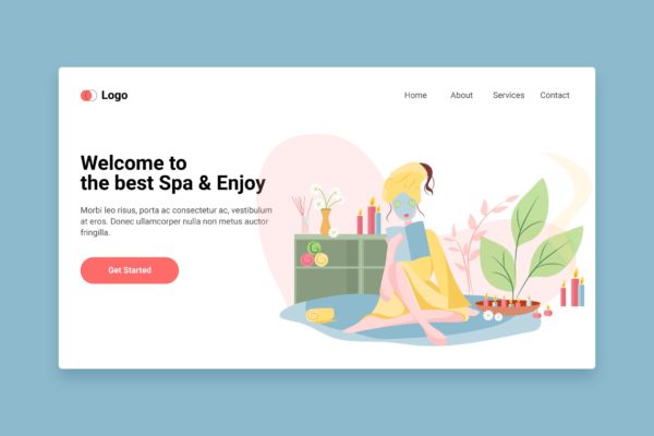 SPA美容主题矢量插画网站着陆页设计模板v4 Spa flat web template for Landing page缩略图 SPA美容主题矢量插画网站着陆页设计模板v4 Spa flat web template for Landing page