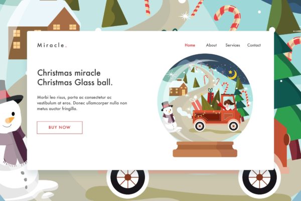圣诞节主题玻璃球网站设计矢量插画素材 Christmas Miracle Christmas glass ball web Landing缩略图 圣诞节主题玻璃球网站设计矢量插画素材 Christmas Miracle Christmas glass ball web Landing