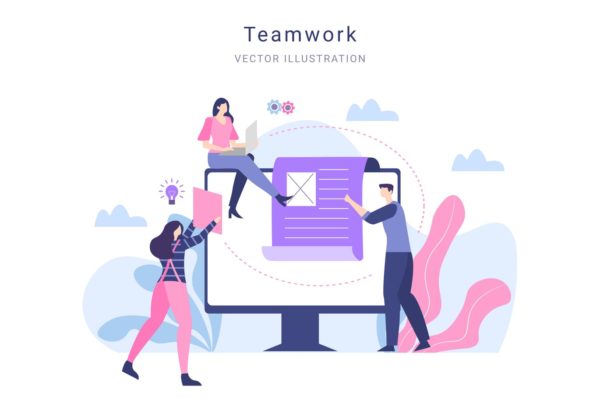 团队合作主题网站&APP设计矢量插画素材 Teamwork Vector Illustration缩略图 团队合作主题网站&APP设计矢量插画素材 Teamwork Vector Illustration