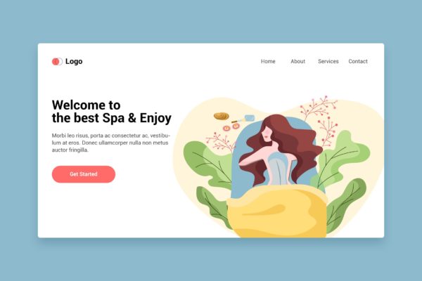 SPA美容主题矢量插画网站着陆页设计模板v3 Spa flat web template for Landing page缩略图 SPA美容主题矢量插画网站着陆页设计模板v3 Spa flat web template for Landing page