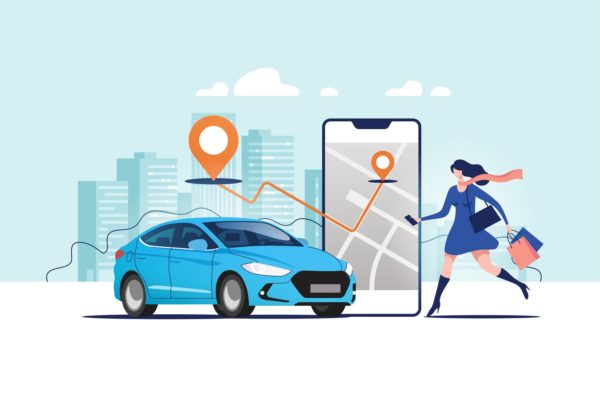 网约车出租车顺风车主题矢量插画素材 Online Ordering Taxi Car