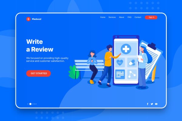 网站Banner&着陆页设计在线点评主题大洋岛精选概念插画素材 Write a Review – Banner & Landing Page