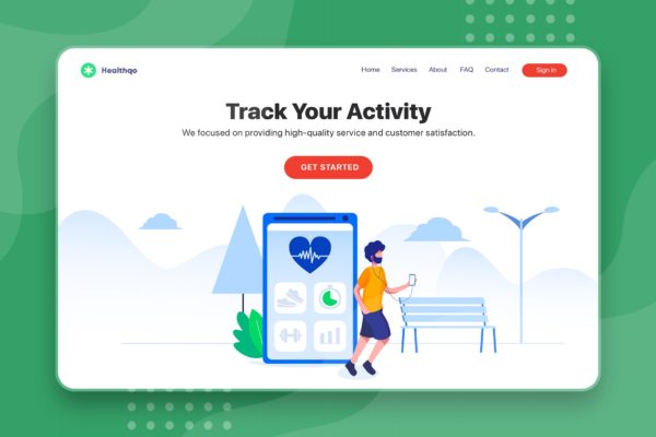 网站Banner&着陆页设计活动跟踪主题大洋岛精选概念插画素材 Track Your Activity – Banner & Landing Page