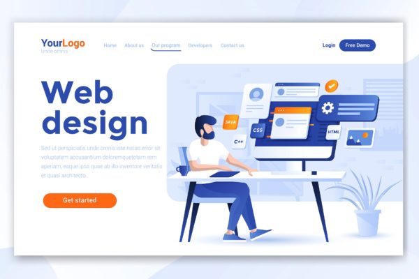 网站着陆页设计网站设计开发主题大洋岛精选概念插画素材 Landing page template of Web Design缩略图 网站着陆页设计网站设计开发主题大洋岛精选概念插画素材 Landing page template of Web Design