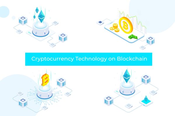 加密货币技术区块链等距矢量大洋岛精选概念插画素材 Cryptocurrency Technology Blockchain Isometric FV