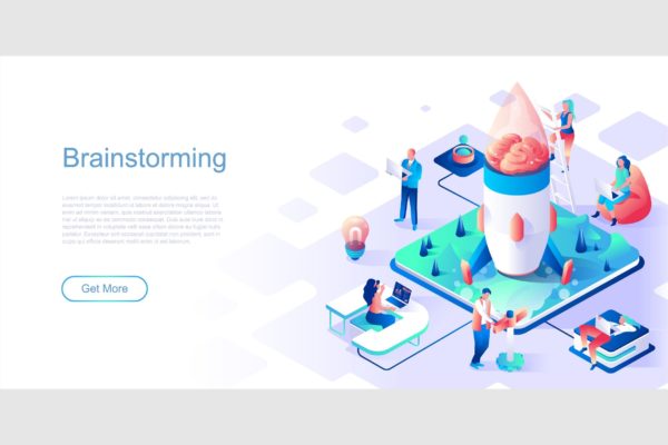 头脑风暴主题网站设计等距大洋岛精选概念插画 Brainstorming Isometric Flat Concept Header缩略图 头脑风暴主题网站设计等距大洋岛精选概念插画 Brainstorming Isometric Flat Concept Header